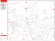 Round Rock Wall Map Zip Code Red Line Style 2022